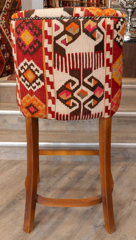 Turkish kilim covered Counter height stool - 310495-B